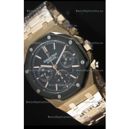Audemars Piguet Royal Oak Rose Gold in Black Textured Ceramic Dial - 1:1 Mirror Replica