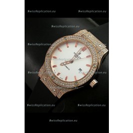 Hublot Big Bang Classic Fusion Swiss Watch in Diamonds Embedded Case