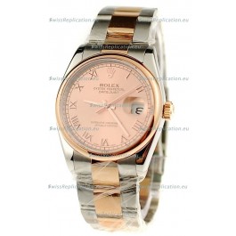 Rolex Day Date Two Tone Swiss Watch in Pink Gold Dial