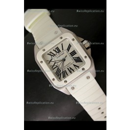 Cartier Santos 100 Swiss Ladies Automatic Replica Watch in White