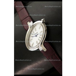 Delices De Cartier Ladies Replica Japanese Watch in Brown Leather Strap