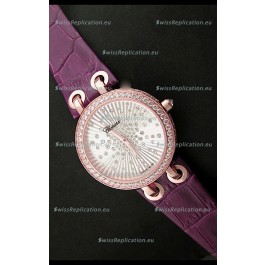 Chopard Xtravaganza Ladies Ladies Japanese Replica Rose Gold Watch in White Dial