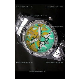 Corum Imitation Ceramics Japanese Replica Watch in Light Green & Yellow Dial