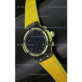 Hublot Big Bang All Black Edition Japanese Quartz Watch in Lemon Colour