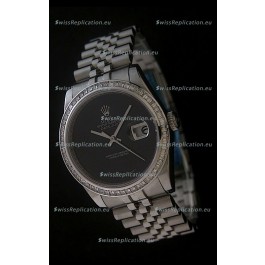 Rolex Datejust Swiss Replica Watch in Full Black Dial