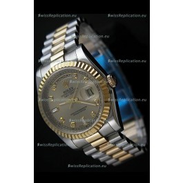 Rolex Day Date Just swiss Replica Two Tone Gold Watch in Golden Dial