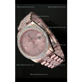 Rolex Oyster Perpetual Day Date Swiss Rose Gold Automatic Watch in Rose Gold Dial