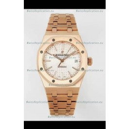 Audemars Piguet Royal Oak 37MM White Dial Rose Gold Watch in 3120 Movement - 1:1 Mirror Replica