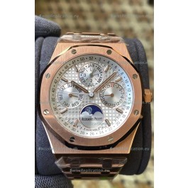 Audemars Piguet Royal Oak Perpetual Calendar Swiss Replica 904L Steel in Rose Gold Casing
