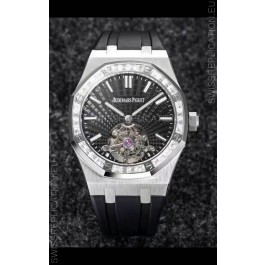 Audemars Piguet Royal Oak Tourbillon 41mm in 904L Casing - Grey Tapisserie Diamonds Bezel 1:1 Ultimate Replica