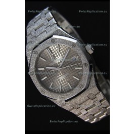 Audemars Piguet Royal Oak Frosted Self-Winding White Gold Grey Dial 1:1 Mirror Replica Watch 