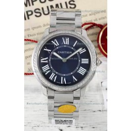 Cartier Ronde Must 36MM Swiss Quartz Blue Dial 1:1 Mirror Swiss Replica Watch 