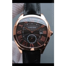 Drive De Cartier 1:1 Mirror Replica Watch in Rose Gold Plating - Brown Dial 