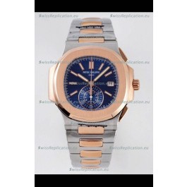 Patek Philippe Nautilus 5980/1AR-001 Two Tone Rose Gold 904L Steel Case in Blue Dial - 1:1 Mirror Replica