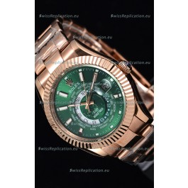 Rolex SkyDweller Swiss Watch in 18K Rose Gold Case - DIW Edition Green Dial 