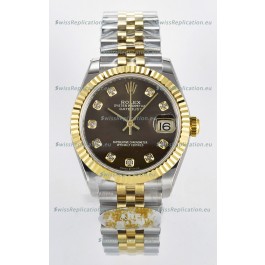 Rolex Super Clone Datejust ETA 2688 Movement 31MM Two Tone Yellow Gold Swiss Brown Dial