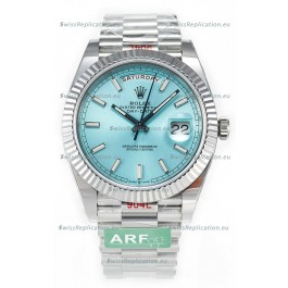 Rolex Day Date 904L Stainless Steel Tiffany Blue Stick Dial Watch 40MM - 1:1 Mirror Quality