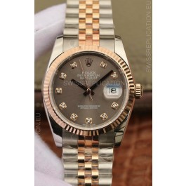 Rolex Datejust 36MM ETA-3135 Movement Swiss Replica in 904L Two Tone Brown Dial