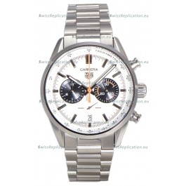 Tag Heuer Carrera Chronograph 43 Swiss Quartz Replica Watch White Dial Steel Strap 