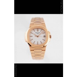 Patek Philippe Nautilus 5711/1R-001 1:1 Mirror Replica in 904L Steel Rose Gold White Dial