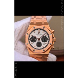 Audemars Piguet Royal Oak Chronograph White Dial Rose Gold on 904L Steel - 1:1 Mirror Replica