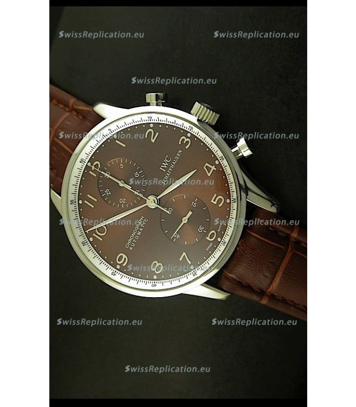IWC Portuguese Chronograph Swiss Replica Watch in Steel Case - 1:1 Mirror Replica Edition