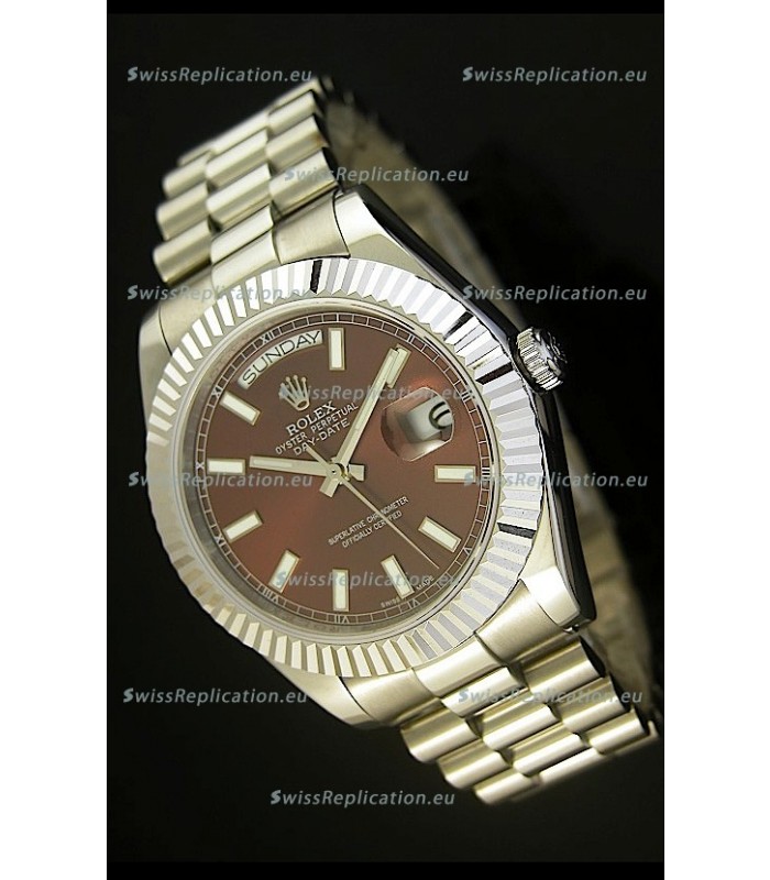Rolex Day Date II 41MM Swiss Replica Watch - Brown Dial - 1:1 Mirror Replica Watch 