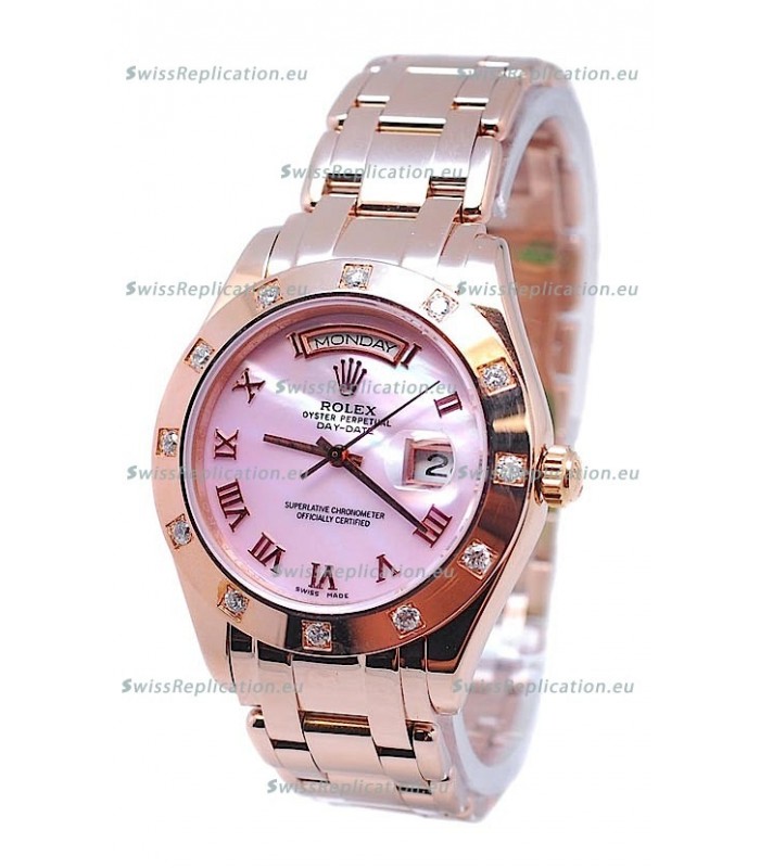 Rolex Day Date Pink Mother of Pearl Swiss Replica Watch