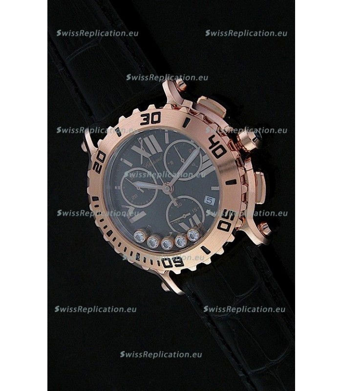 Chopard Happy Sport Swiss Replica Watch in Black Strap