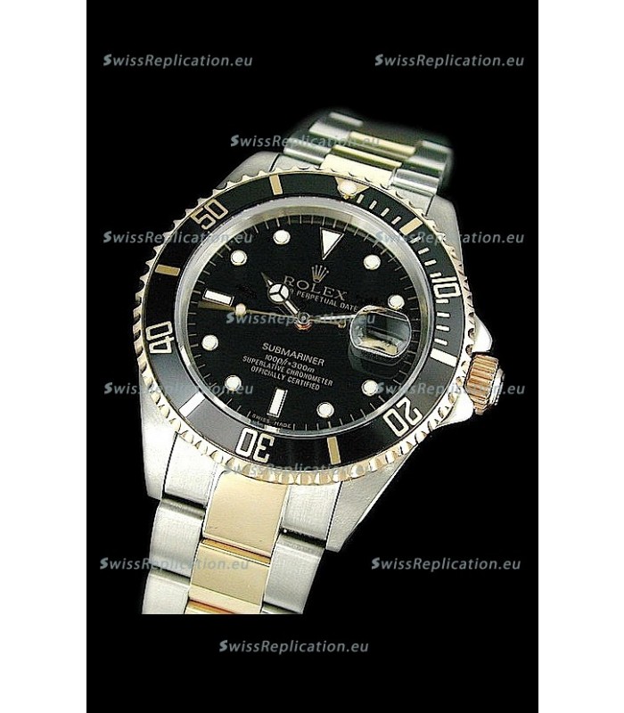 Rolex Submariner Japanese Watch in Black Bezel Two Tone Case