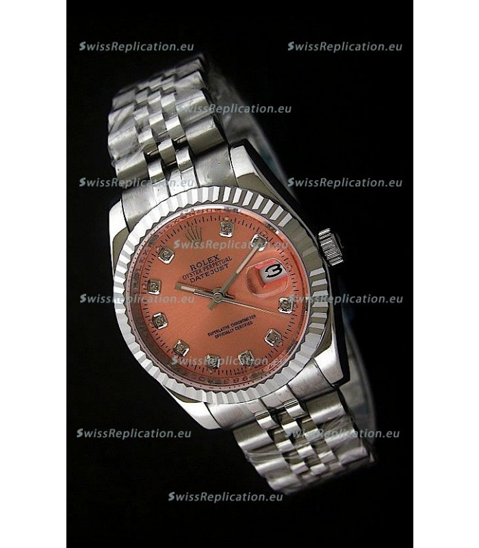 Rolex Datejust Mens Swiss Replica Watch in Orange Dial