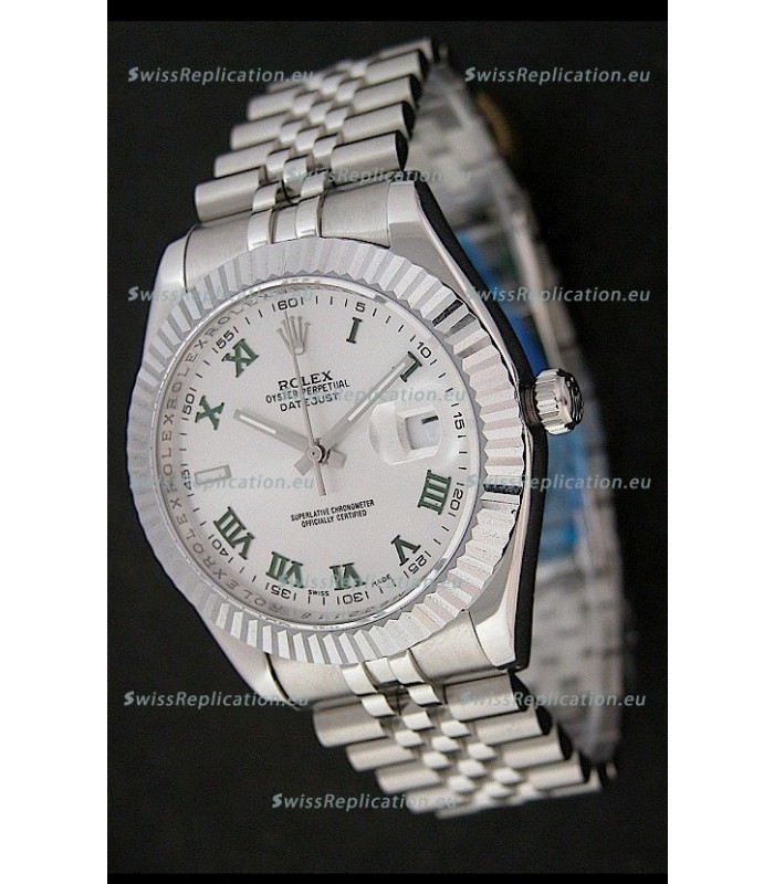 Rolex DateJust Japanese Replica Watch in Green Roman Hour Markers