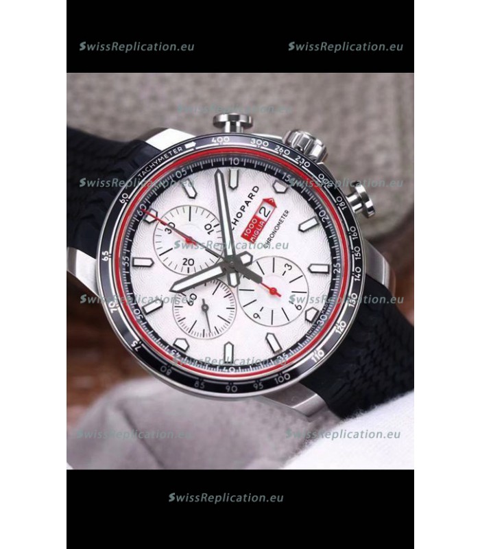 Chopard Classic Racing Chronograph 1:1 Mirror Replica Watch in Steel Casing - White Dial