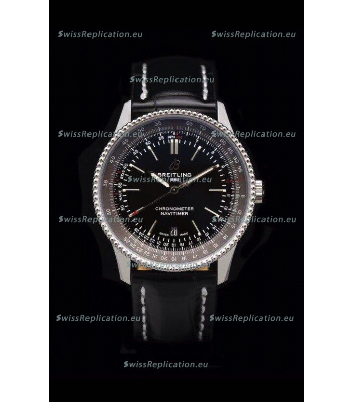 Breitling Navitimer 1 Automatic Swiss Replica Watch in Black Dial - Leather Strap