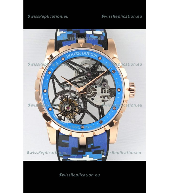 Roger Dubuis Excalibur Spider Flying Tourbillon Skeleton Rose Gold Casing 42MM 1:1 Mirror Swiss Watch