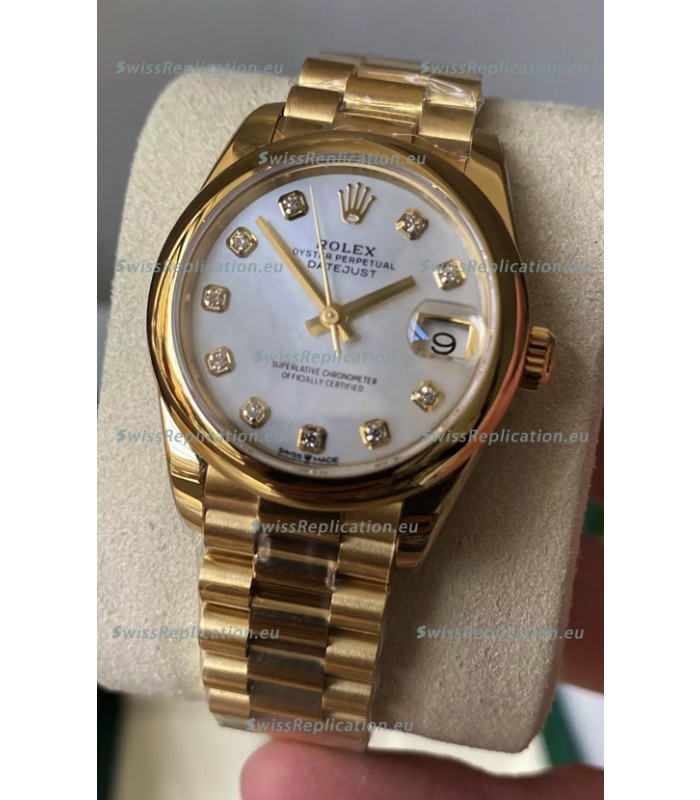 Rolex Datejust M278248 31MM Swiss Replica in Gold - White Pearl Dial 1:1 Mirror Quality 
