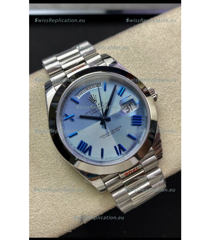 Rolex Day Date M228206-0001 904L Steel 40MM - Ice Blue Dial 1:1 Mirror Replica
