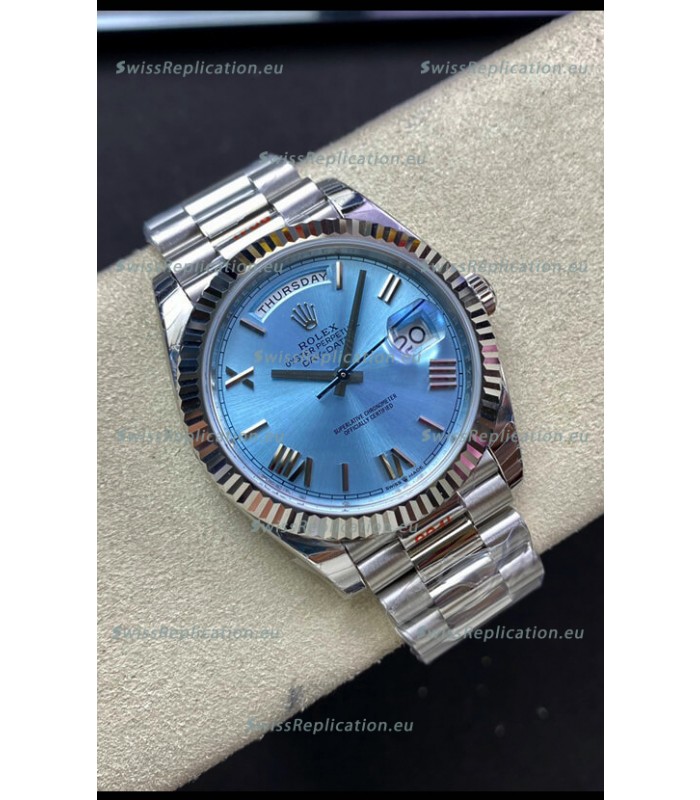 Rolex Day Date M228236-0012 904L Steel 40MM - Ice Blue Dial 1:1 Mirror Replica