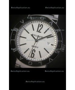 Bvlgari Diagono Japanese Replica Quartz Watch in White Dial