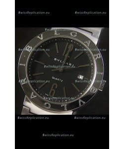 Bvlgari Diagono Japanese Replica Quartz Watch in Black Dial