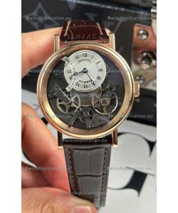 Breguet Tradition 7057BR/R9/9W6 Rose Gold Casing Single Tourbillon Swiss Replica Brown Strap Watch