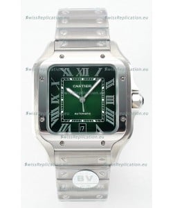 Cartier Santos De Cartier 904L Steel Green Dial Super Clone Replica 40MM Watch 