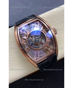 Franck Muller Curvex Grand Central Tourbillon Rose Gold Casing Watch in 1:1 Mirror Replica Watch