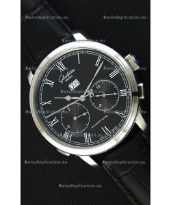 Glashuette Dual Sub Dial Japanese Replica Watch in Black Dial