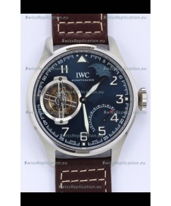 IWC Portuguese Genuine Swiss Tourbillon Movement Steel Watch in Blue Dial 