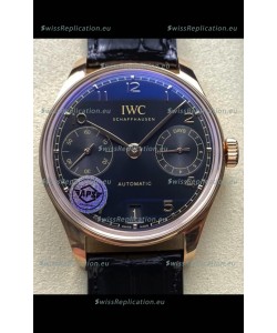 IWC Super Clone Portugieser Swiss 1:1 Mirror Replica Watch Rose Gold in Black Dial 