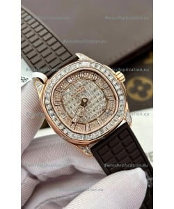 Patek Philippe Aquanaut 5062/450R-001 Rose Gold Diamonds Paved Swiss Replica Watch 