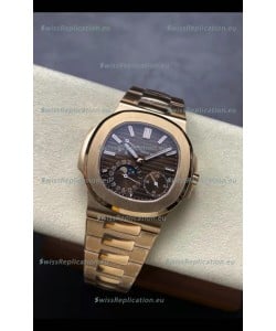 Patek Philippe Super Clone Nautilus 5712/R 1:1 Quality Watch in Brown Dial Gold Strap