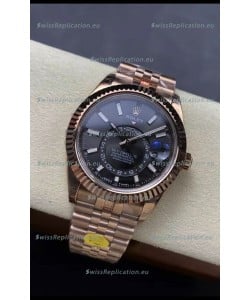Rolex Sky-Dweller REF# 336935 Black Dial Watch in Rose Gold 904L Steel Case 1:1 Mirror Replica