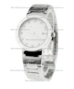 Bvlgari Quartz Japanese Silver Watch in Diamond Markers